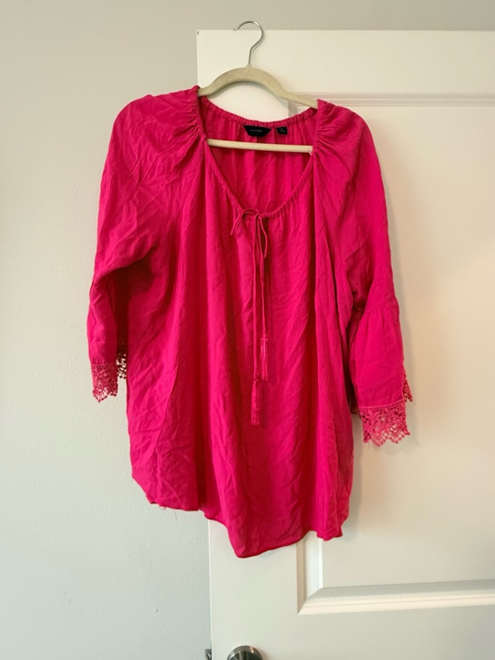 Investments Hot Pink Lace-Trim Tunic Top